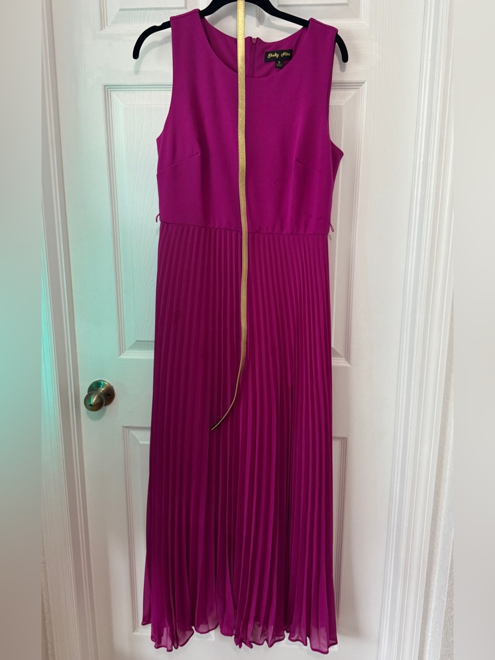 Shelby & Palmer Fuchsia Sleeveless Pleated Maxi Dress